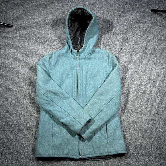 Gap Wool Blend Hooded Jacket Quilted Lining Women's Medium 19x26.5 - Picture 2 of 7